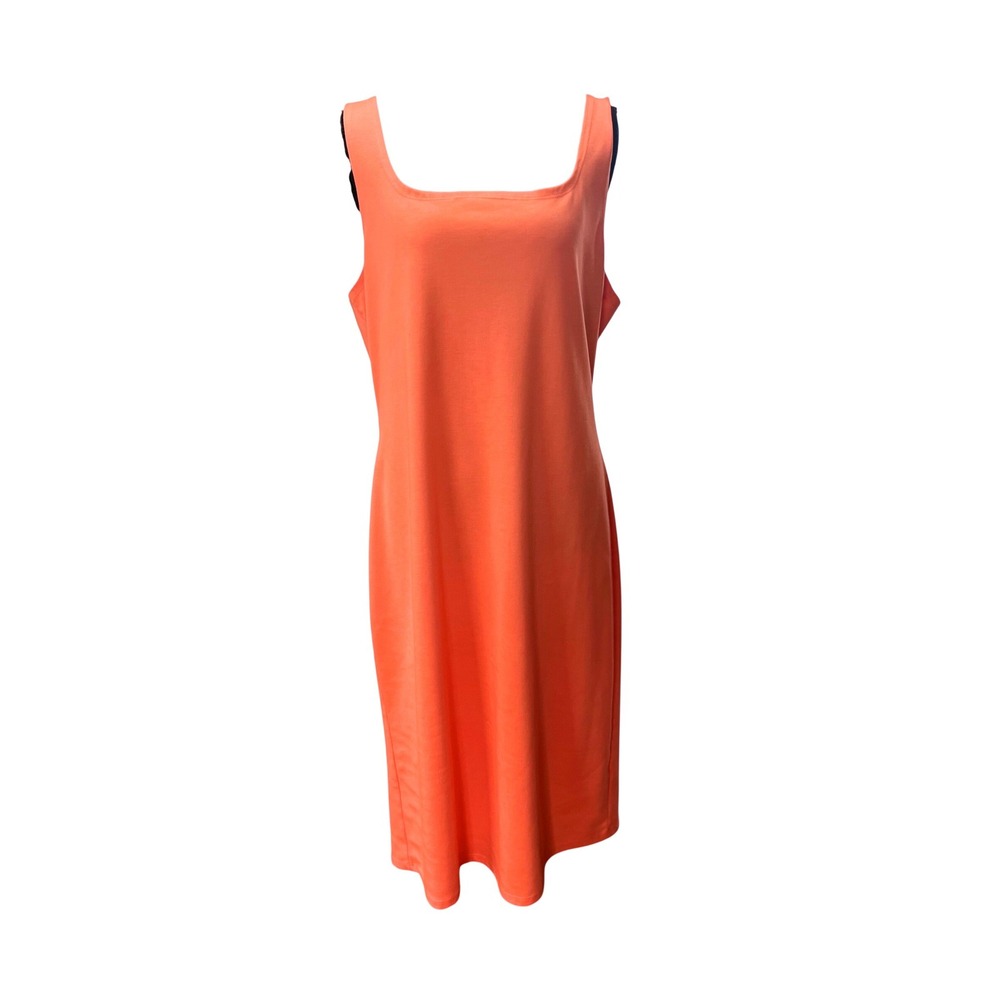 Primark Sheath Dress Womens 16 Orange Square Neck Ribbed Sleeveless Midi‎